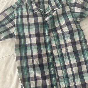 Old Navy Men's Checkered Shirt in Teal and Navy